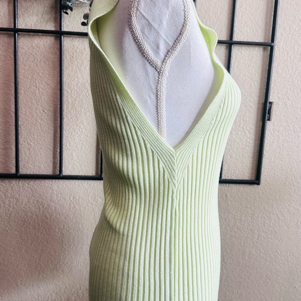 Topshop Green Ribbed Fitted Tank Top - Picture 5 of 11